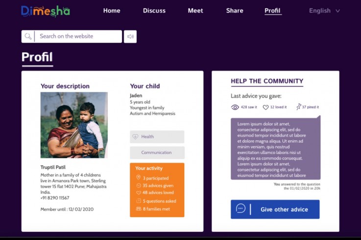 Dimesha est un site web destiné aux familles d’enfants vivant une situation de handicap