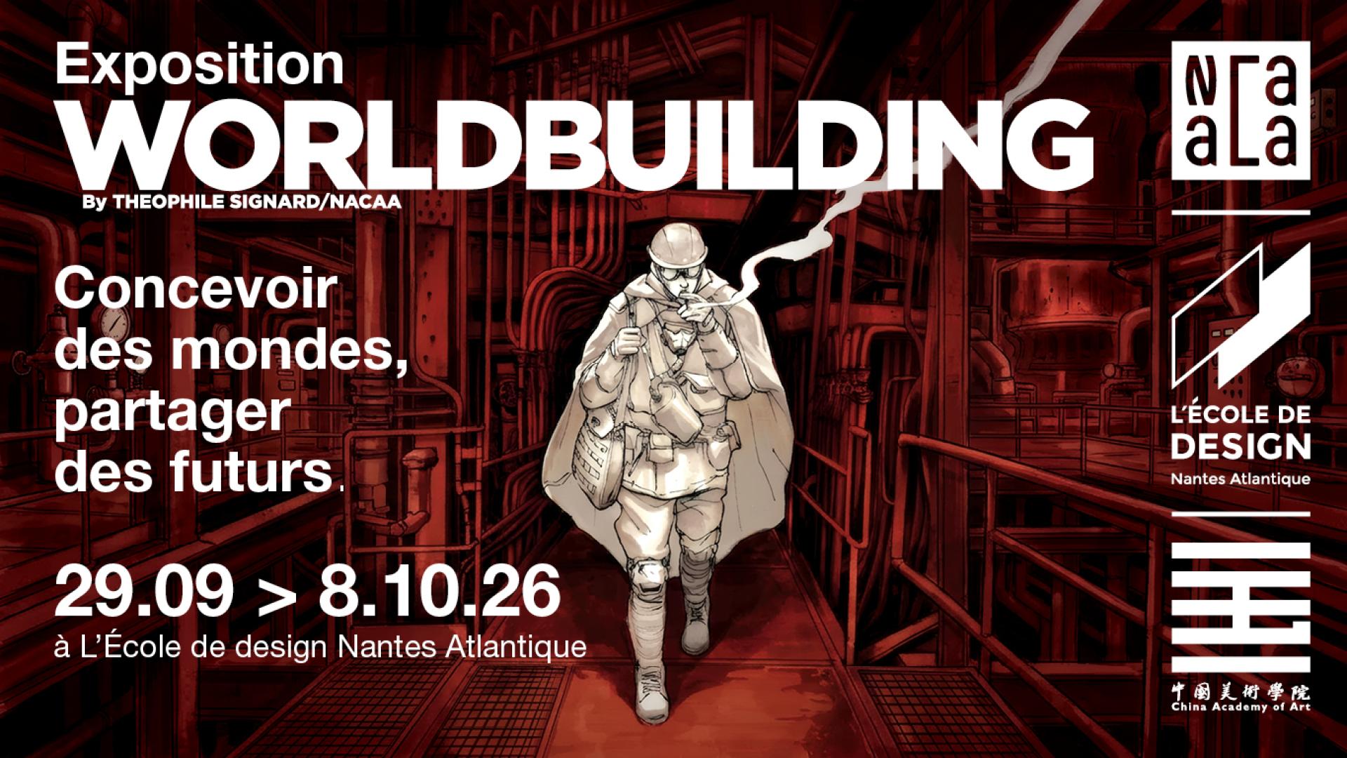 Visuel de l'exposition Worldbuilding à L'Ecole de design Nantes Atlantique septembre 2026