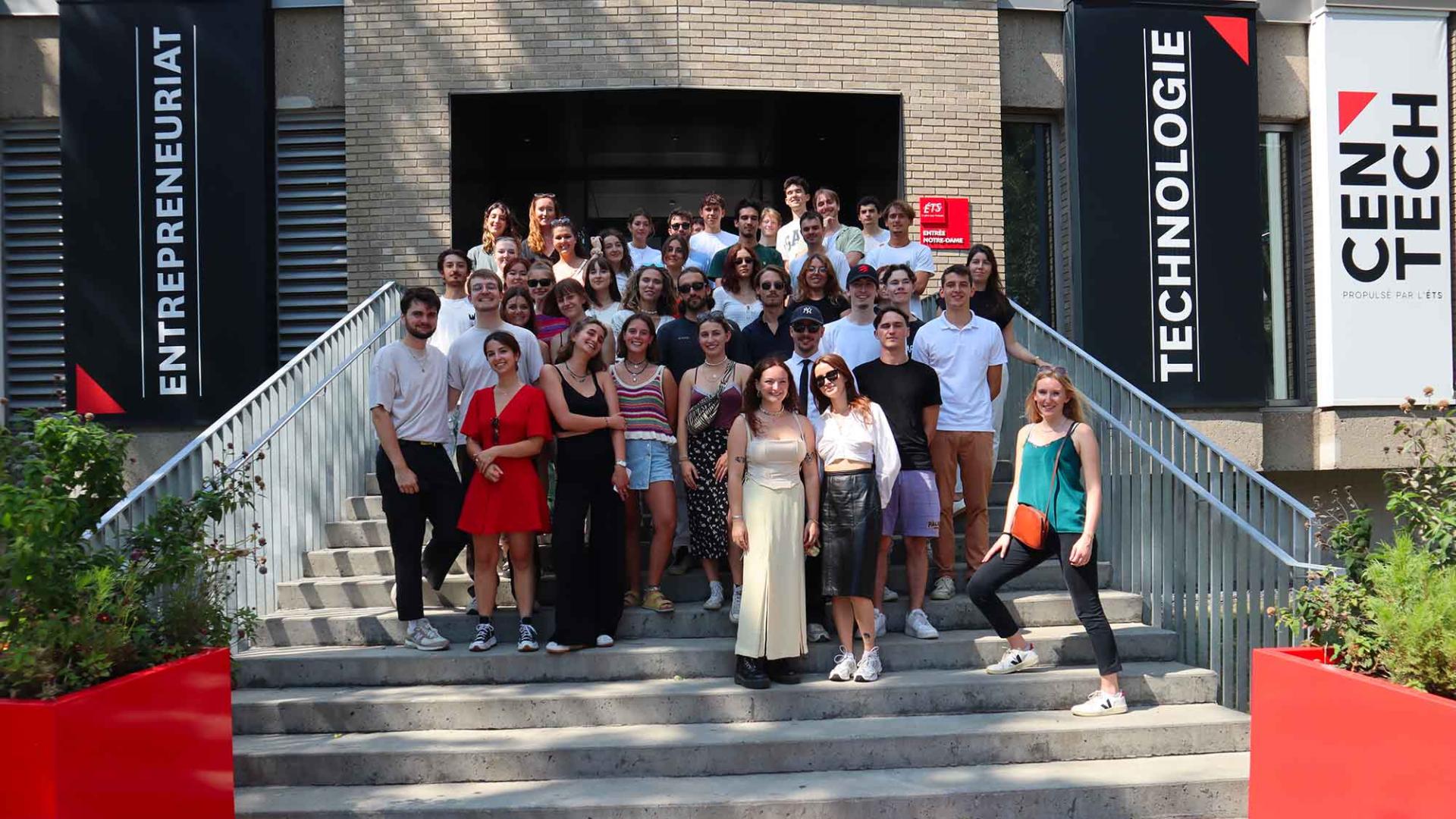 Students in front of CenTech at the start of the 2023 academic year