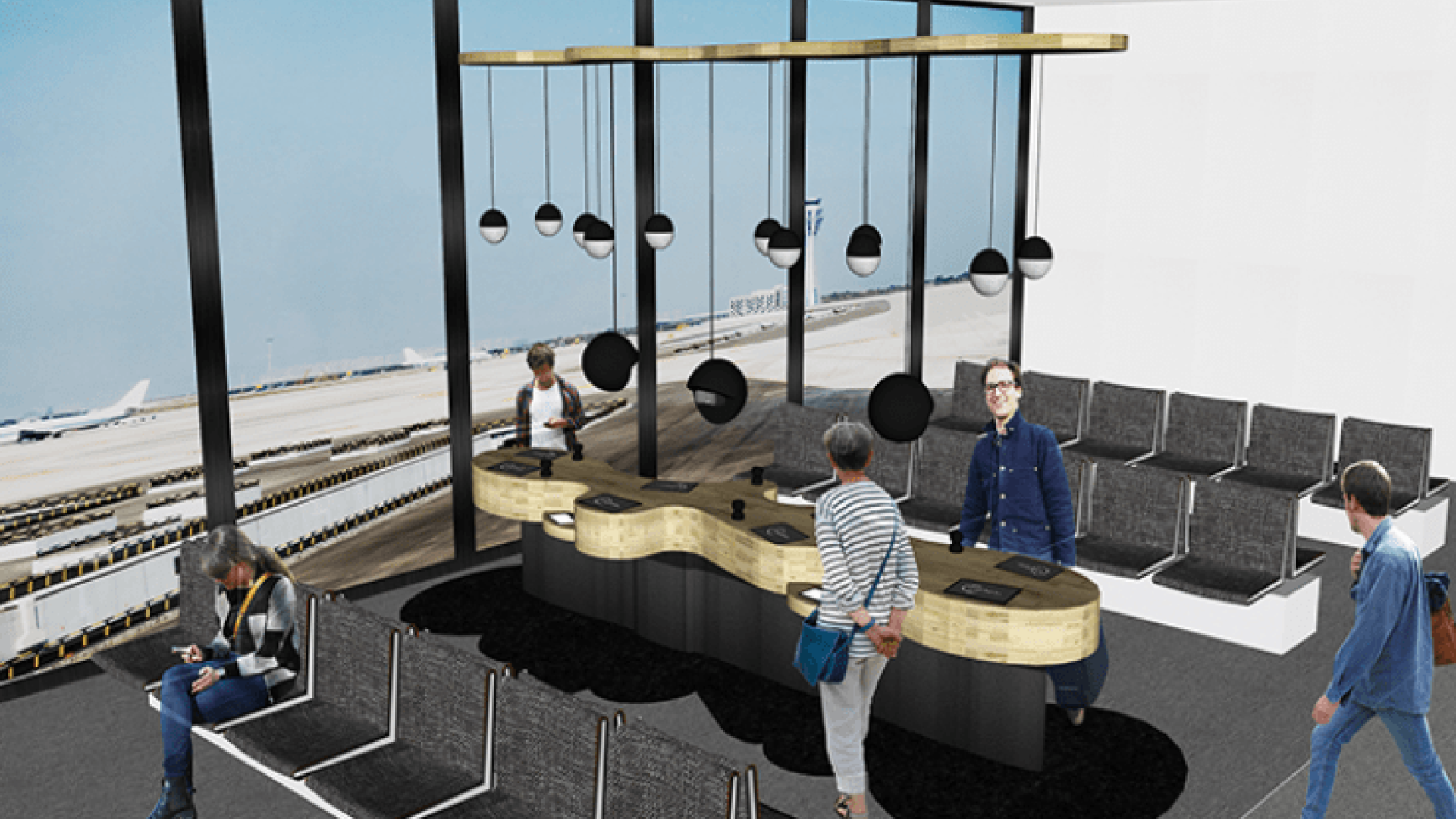 Illustration d'une salle d'attente dans un aéroport