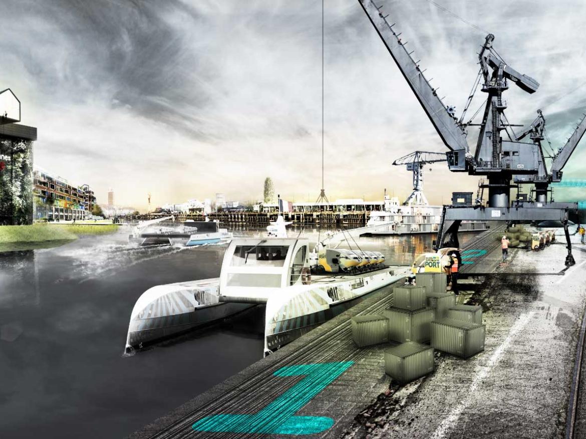 Projet en partenariat avec le port de Nantes pour imaginer des alternatives aux transports de fret en zone urbaine pour penser l’approvisionnement « zéro carbone » de la ville de demain